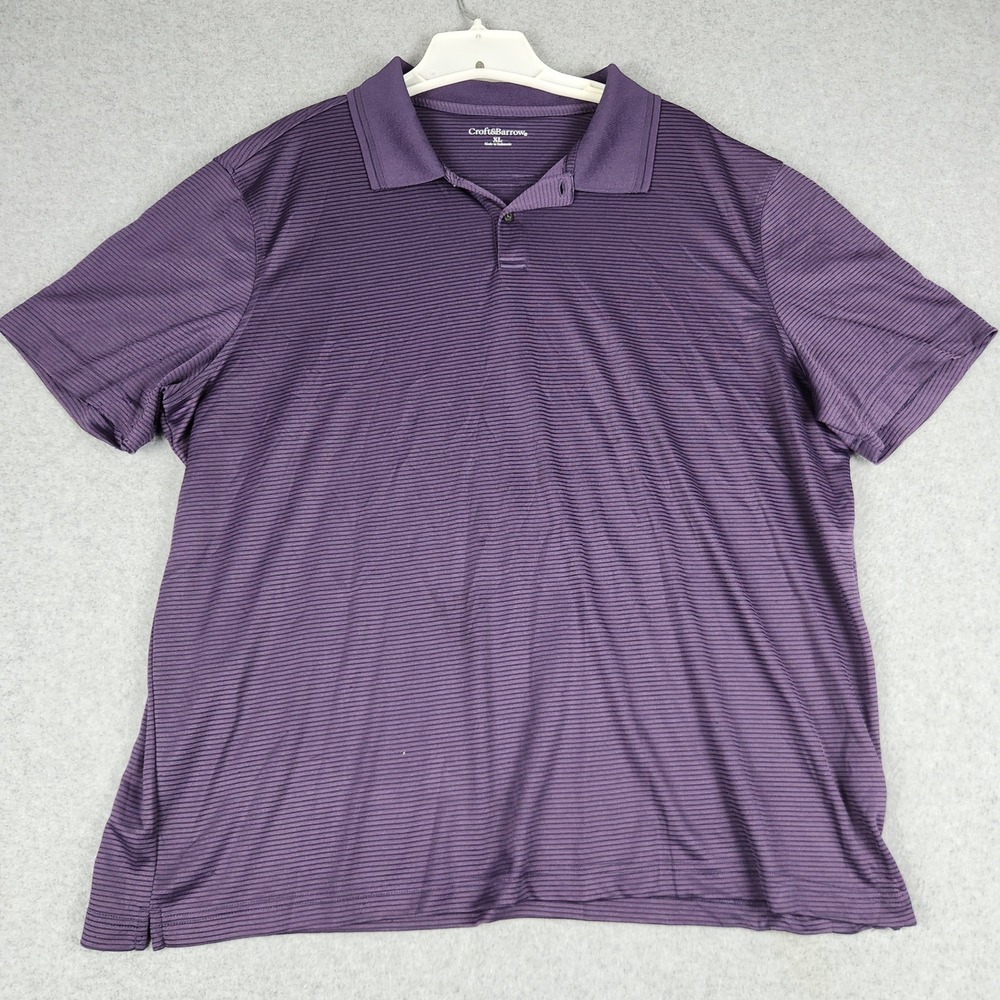 Croft & Barrow Polo Shirt Mens XL Purple Striped Performance Short Sleeve Tennis